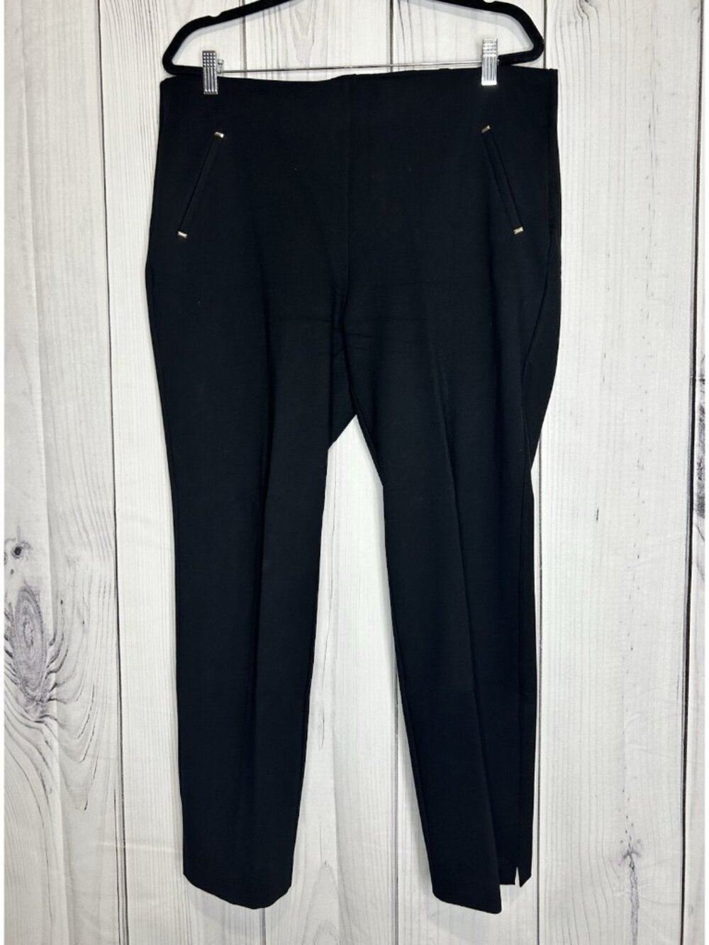 Chicos Sz 3P (16P) Pants Ankle Juliet Black Gold Detail Elastic Waist Pull On